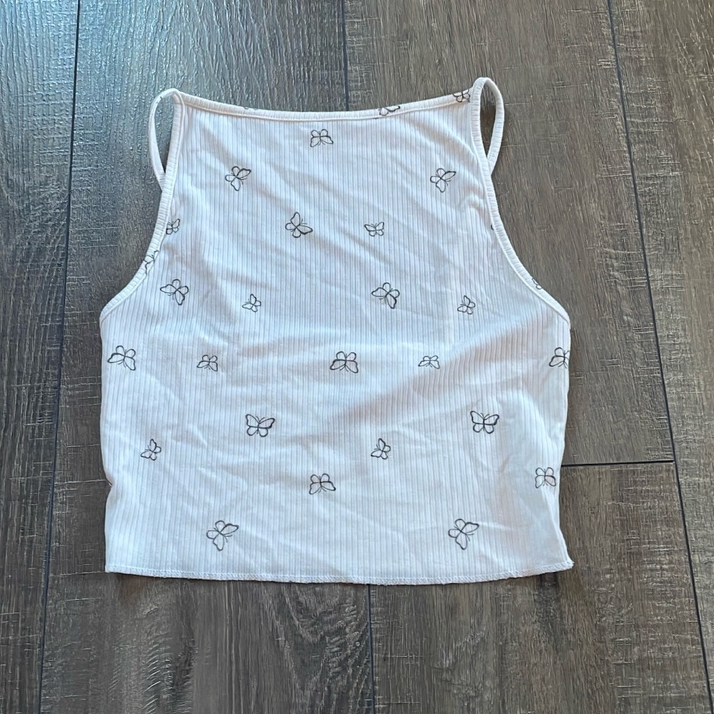 Pacsun High Neck Low Back Butterfly Tank Top XS